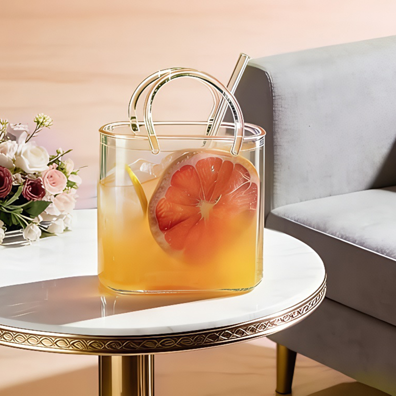 Glass Purse with Glass Straw C - Florist Supply Vases บทวิจารณ์และราคา