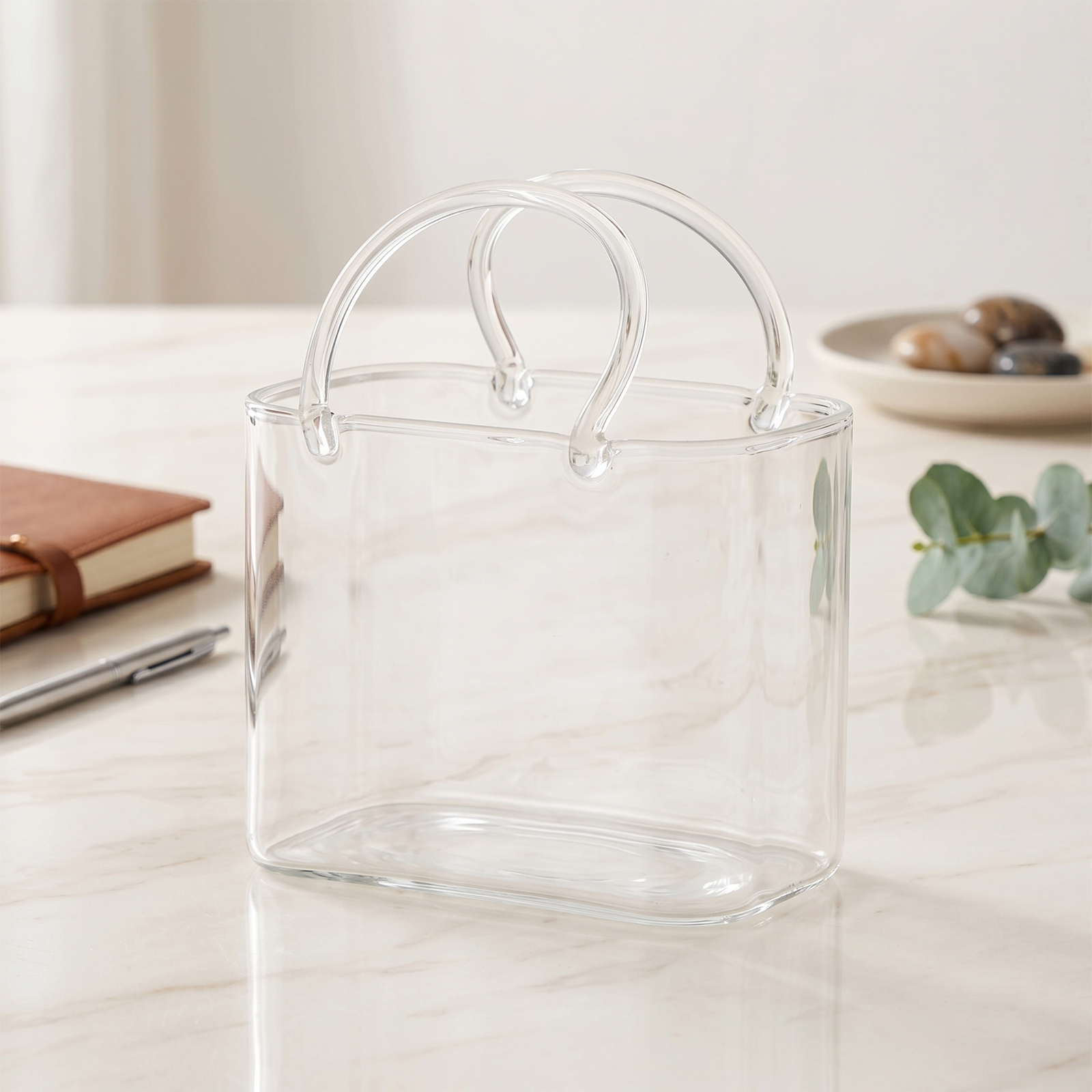 Glass Purse with Glass Straw C - Florist Supply Vases บทวิจารณ์และราคา