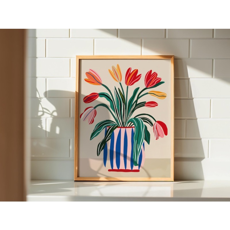 2pcs Tulip Flowers Canvas Wall - Florist Supply Vases บทวิจารณ์และราคา
