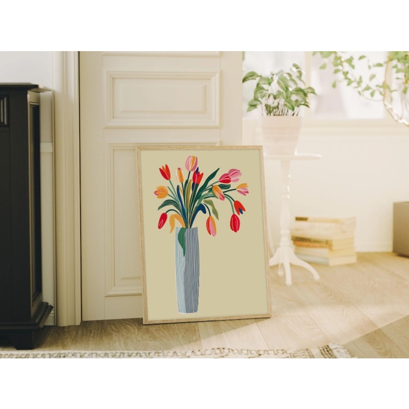 2pcs Tulip Flowers Canvas Wall - Florist Supply Vases บทวิจารณ์และราคา