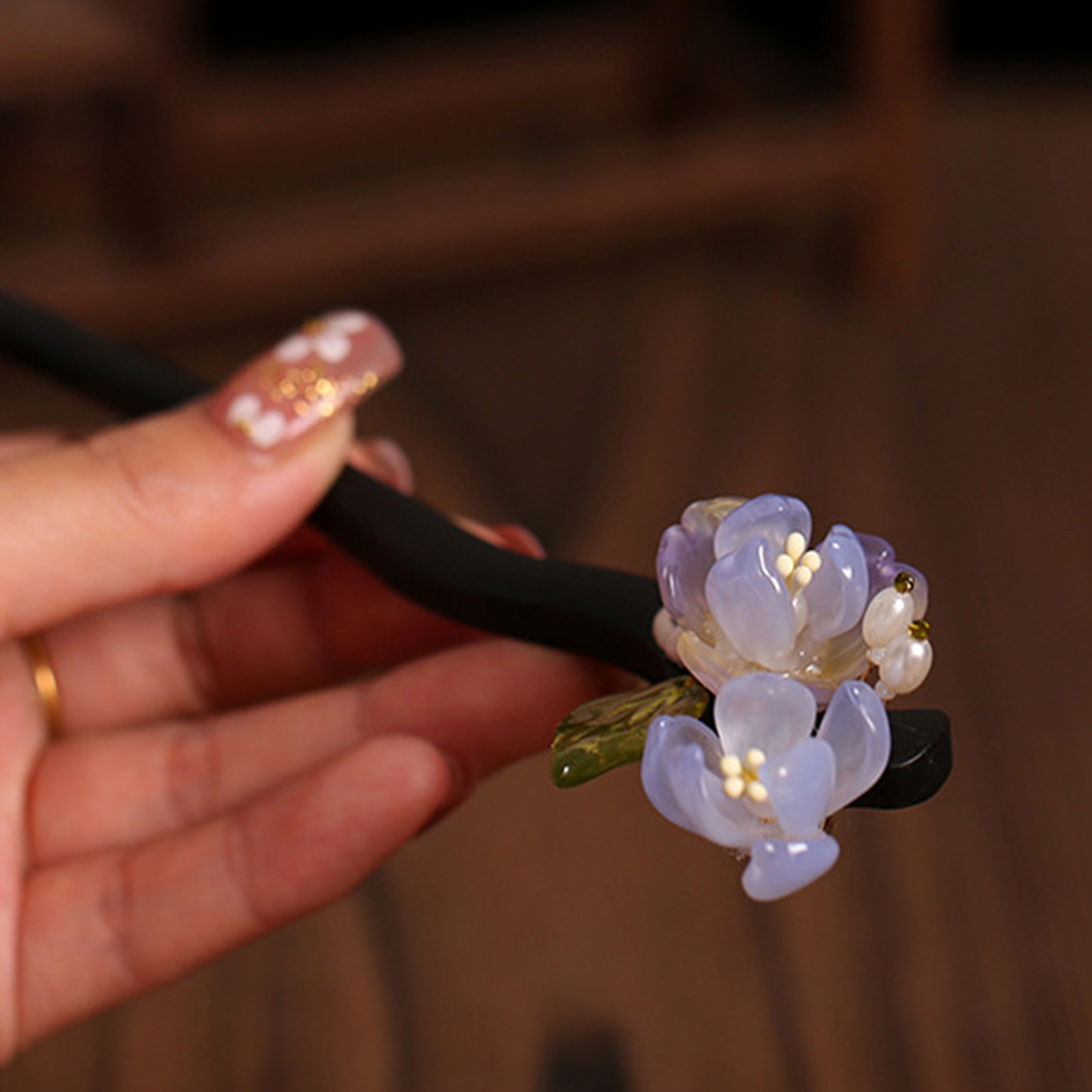 Vintage Wooden Flower Hairpin  - Florist Supplies บทวิจารณ์และราคา